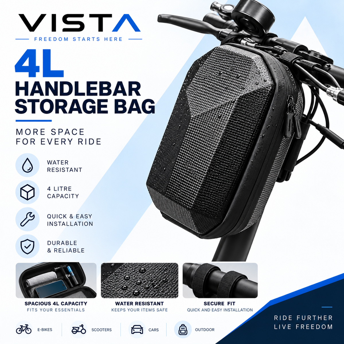 Waterproof Handlebar Storage Bag — 4L