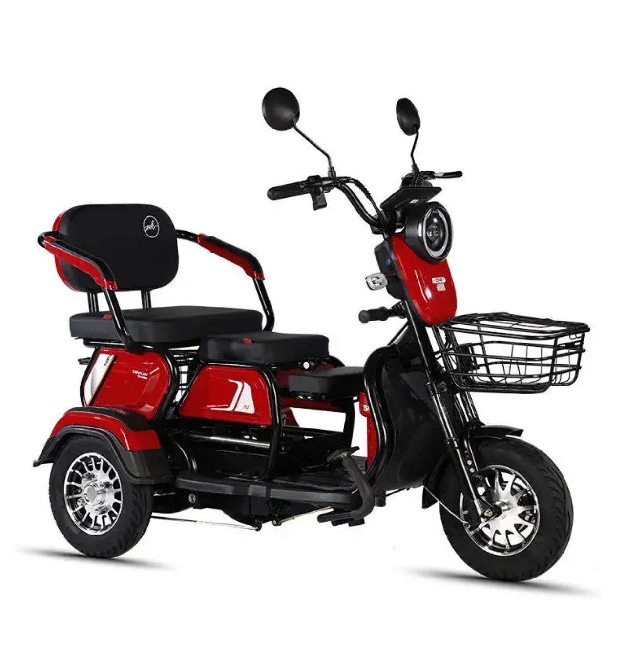 Triple Seat Electric Mobility Scooter Tricycle - 800W Motor, 3 Speeds (10km/h, 15km/h, 25km/h) max weight 300kg