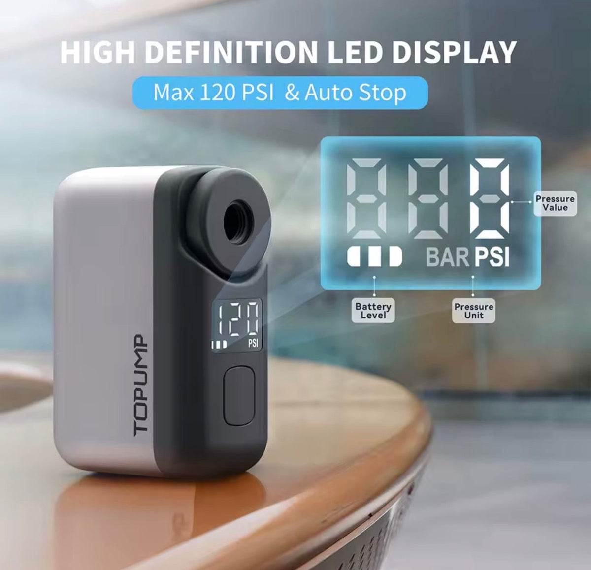 TOPUMP Mini Electric Tyre Pump — 120 PSI