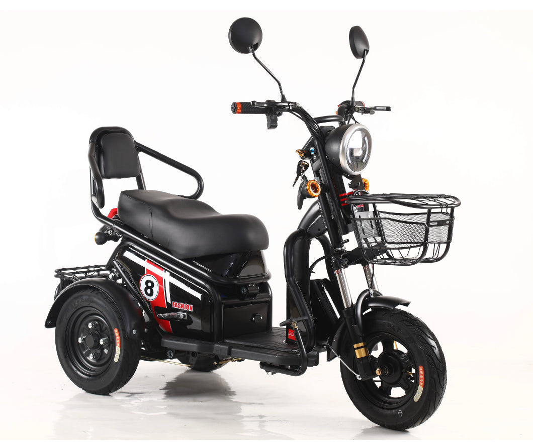 Triple Seat Electric Mobility Scooter Tricycle - 800W Motor, 3 Speeds (10km/h, 15km/h, 25km/h) max load 300kg